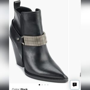 DKNY Tizz Black Western Ankle Boot block heel biker booties Size US 10 NWT